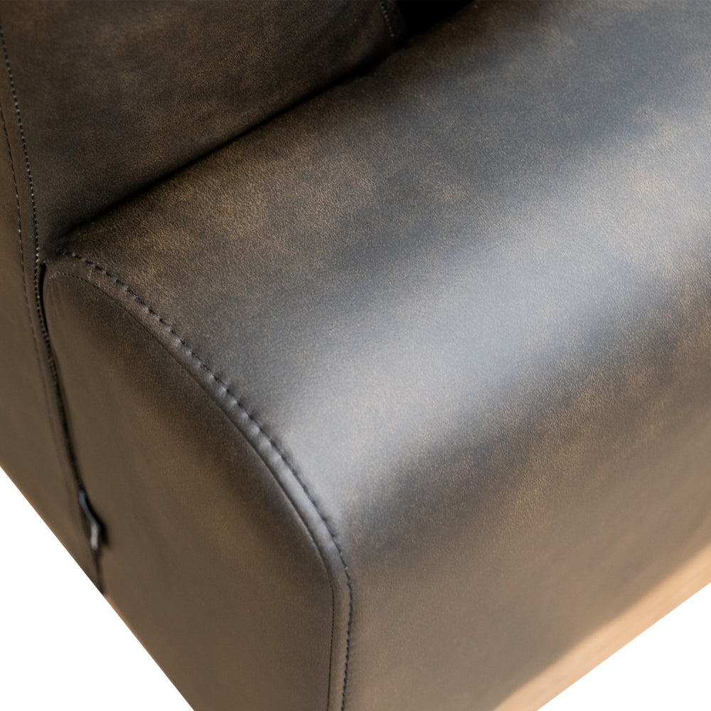 Caisy Accent Chair Black Faux Leather Caramel Solid Wood Frame By Casagear Home BM320894