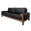 Caisy Loveseat Black Faux Leather Caramel Solid Wood Frame 69 Inch By Casagear Home BM320895