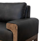 Caisy Loveseat Black Faux Leather Caramel Solid Wood Frame 69 Inch By Casagear Home BM320895