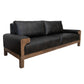 Caisy Loveseat Black Faux Leather Caramel Solid Wood Frame 69 Inch By Casagear Home BM320895