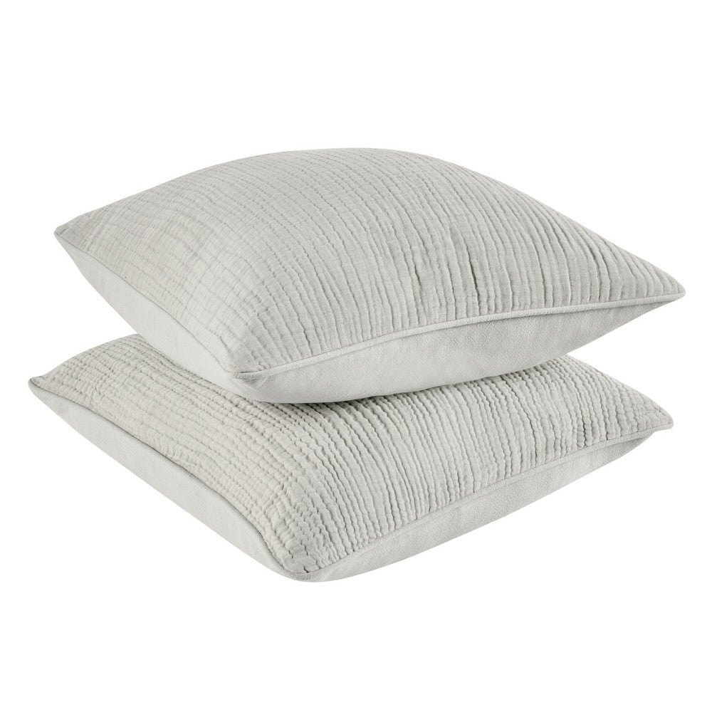 Irma 26 Inch Euro Pillow Sham Pre Shrunk Gray Cotton Premium Linen By Casagear Home BM320899