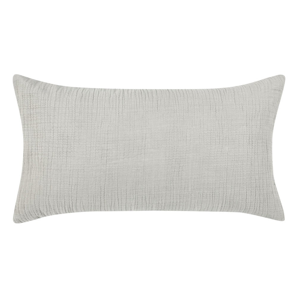 Irma 20 x 36 King Lumbar Pillow Sham, Pre Shrunk, Gray Cotton Premium Linen By Casagear Home