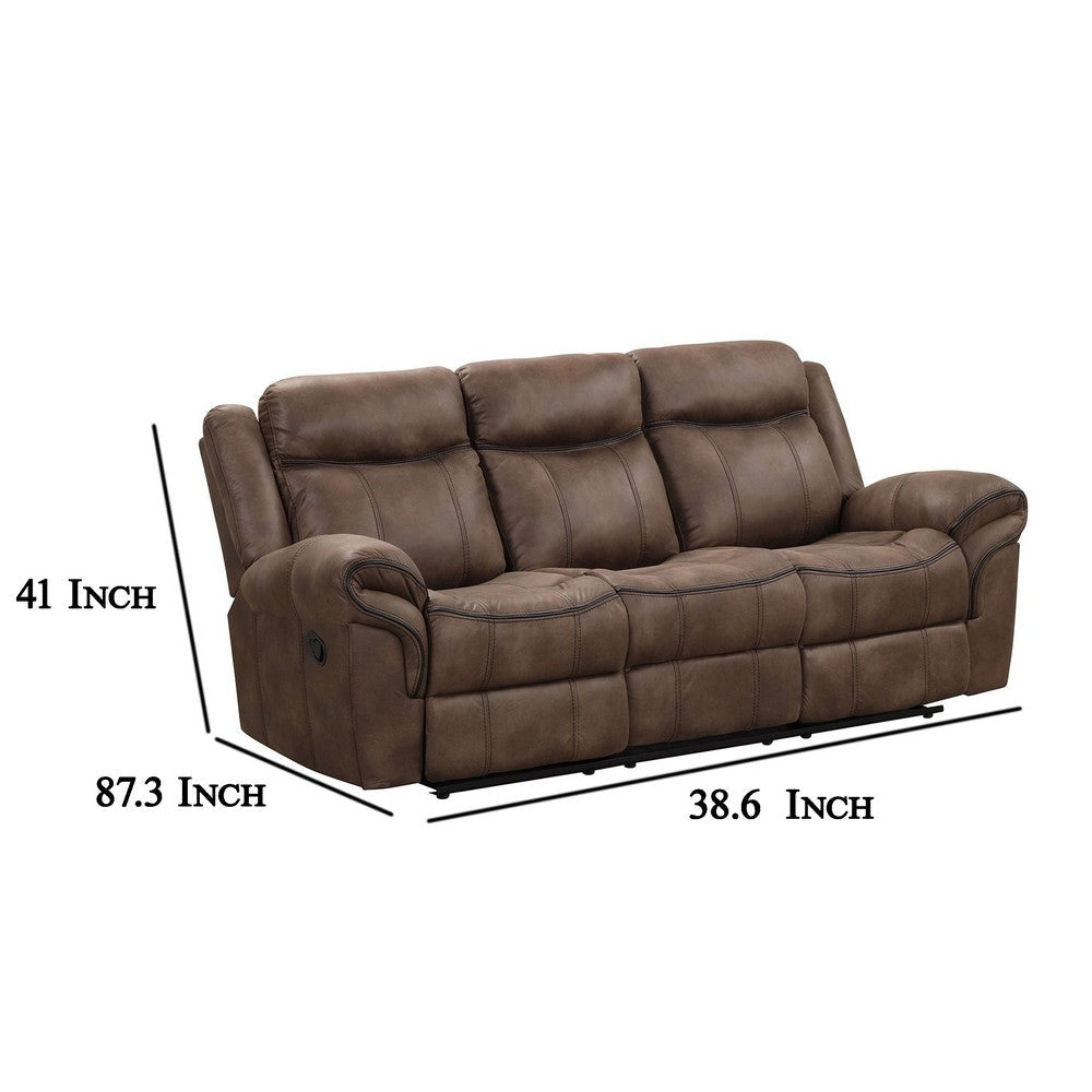 Arisa 3pc Sofa Loveseat Chair Manual Recliner Set Brown Faux Leather By Casagear Home BM321079