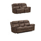 Arisa Sofa and Loveseat Manual Recliner Set, Brown Faux Leather, Drop Table By Casagear Home