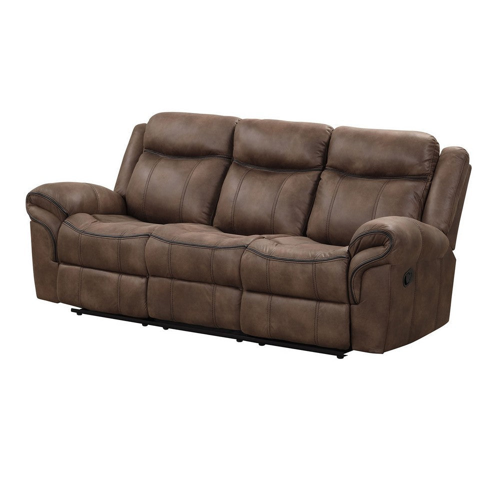 Arisa Sofa Brown Faux Leather Drop Down Table with Cupholders 87 Inch By Casagear Home BM321081