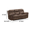 Arisa Sofa Brown Faux Leather Drop Down Table with Cupholders 87 Inch By Casagear Home BM321081