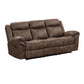 Arisa Sofa, Brown Faux Leather, Drop Down Table with Cupholders, 87 Inch By Casagear Home