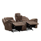 Arisa Loveseat Brown Faux Leather Storage Console and Cupholders 79 Inch By Casagear Home BM321082