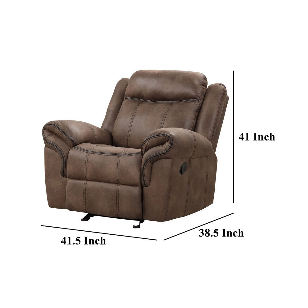 Arisa Manual Glider Recliner Chair Brown Faux Leather Pillow Arms By Casagear Home BM321083