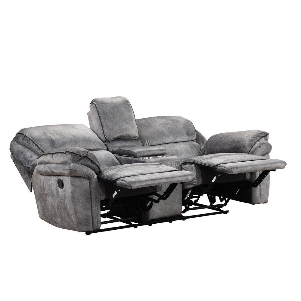 Arisa 3pc Sofa Loveseat Chair Manual Recliner Set Gray Faux Leather By Casagear Home BM321084