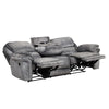 Arisa Sofa and Loveseat Manual Recliner Set Gray Faux Leather Drop Table By Casagear Home BM321085