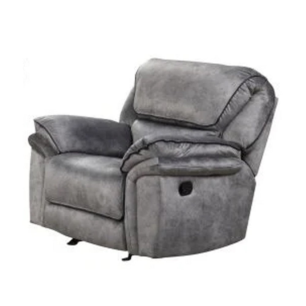 Remma Manual Glider Recliner Chair Gray Faux Leather Pillow Arms By Casagear Home BM321086