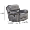 Remma Manual Glider Recliner Chair Gray Faux Leather Pillow Arms By Casagear Home BM321086