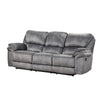 Remma Manual Recliner Sofa Gray Faux Leather Drop Table and Cupholders By Casagear Home BM321088