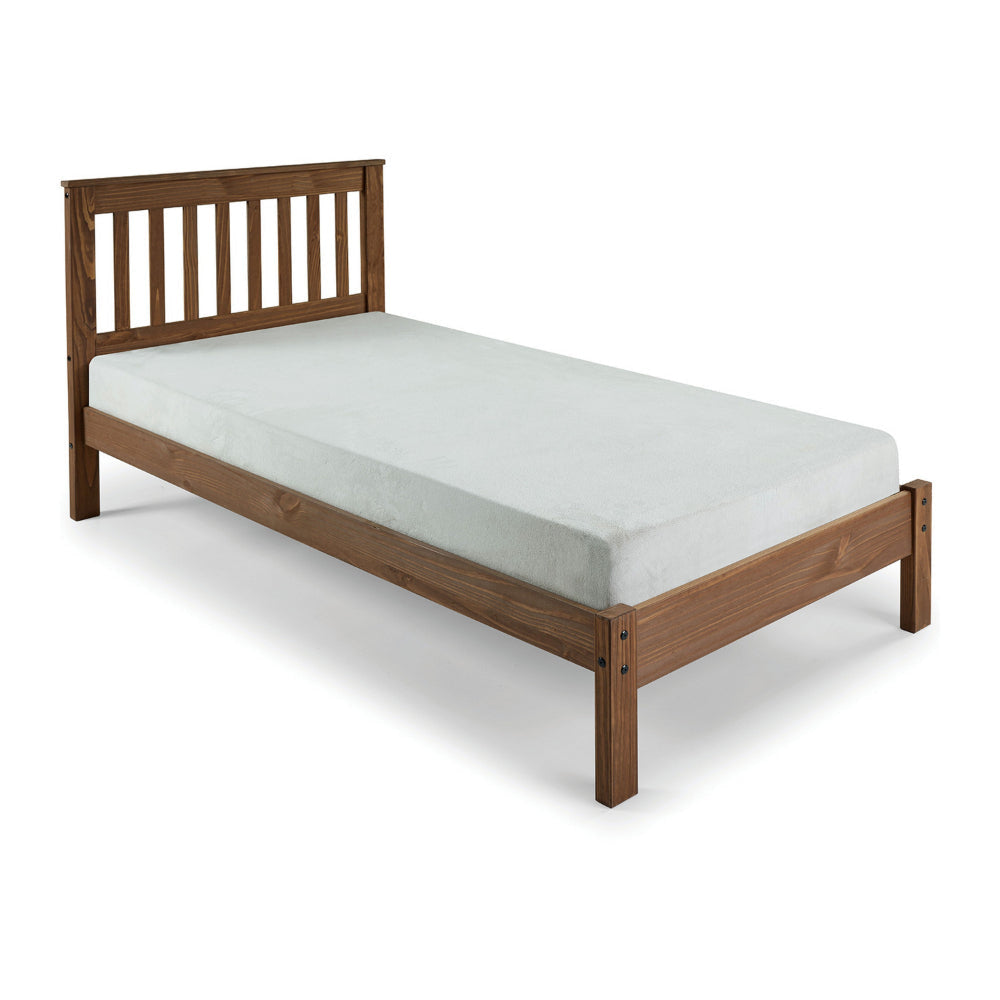 Octa Twin Bed, Plank Style, Rustic, Brazilian Pine Wood, Mahogany By Casagear Home