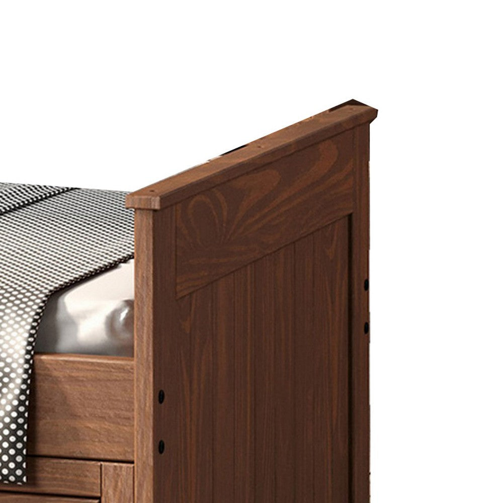 Mari Twin Captain Bed with Drawers Brazilian Pine Mahogany Wood By Casagear Home BM321094