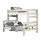 Damie Twin/Full Bunk Bed with Ladder Brazilian Pine White Solid Wood By Casagear Home BM321096