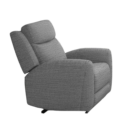 Cory Manual Recliner Chair, Contour Armrests, Solid Wood, Gray Polyester By Casagear Home