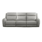 Cory Manual Recliner Sofa, 87 Inch, Solid Wood, Light Gray Polyester By Casagear Home