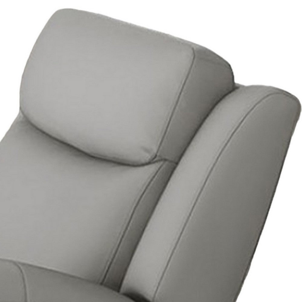 Cobe Manual Recliner Chair Solid Wood and Soft Top Grain Gray Leather By Casagear Home BM321101