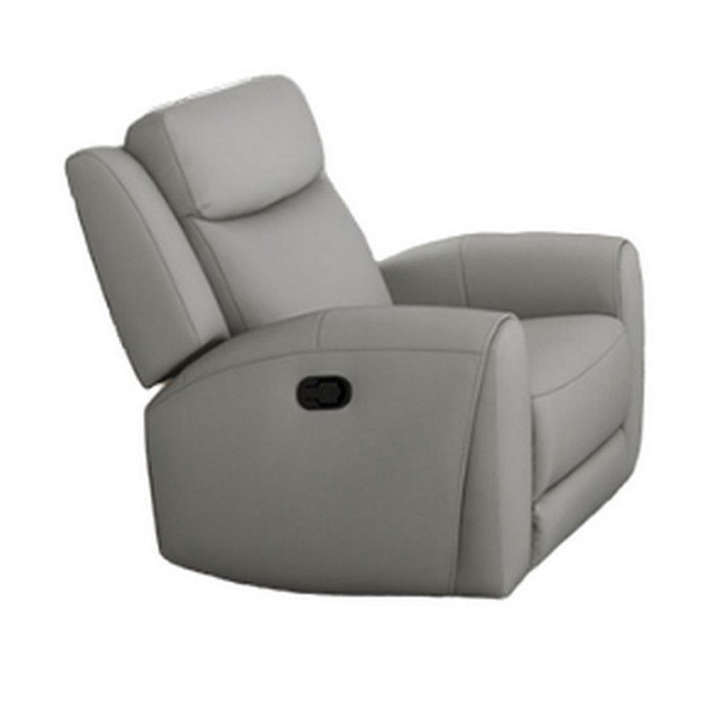 Cobe Sofa Manual Recliner 41 Inch Solid Wood Top Grain Gray Leather By Casagear Home BM321105