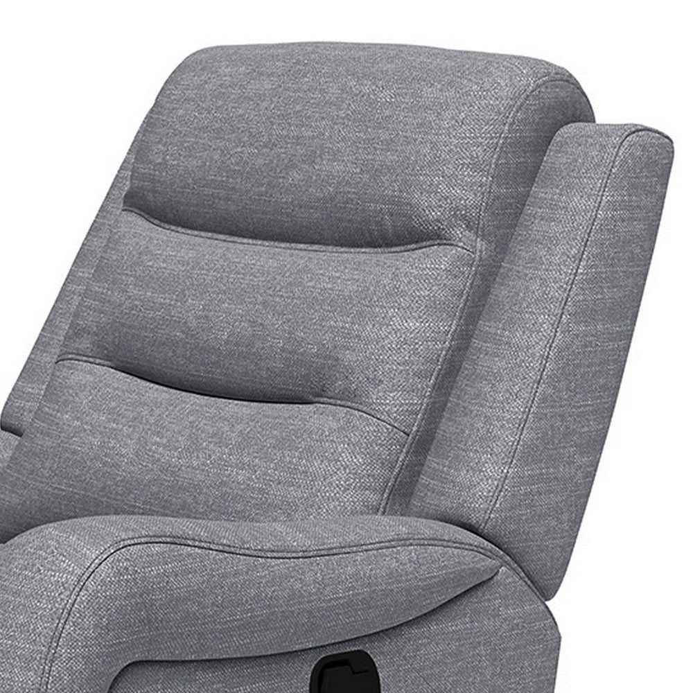 Clair Manual Recliner Chair with Scrolled Arms Wood Frame Gray Fabric By Casagear Home BM321106