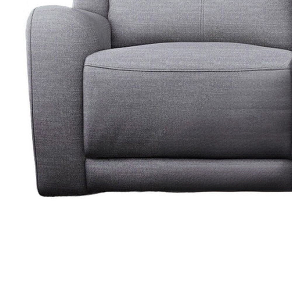 Clair Manual Recliner Sofa Scroll Arms 47 Inch Solid Wood Gray Fabric By Casagear Home BM321109