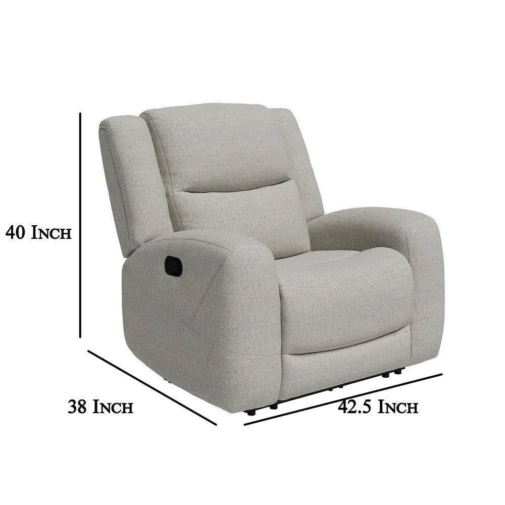 Gira Manual Recliner Chair with Contour Armrest Wood Frame Beige Fabric By Casagear Home BM321110