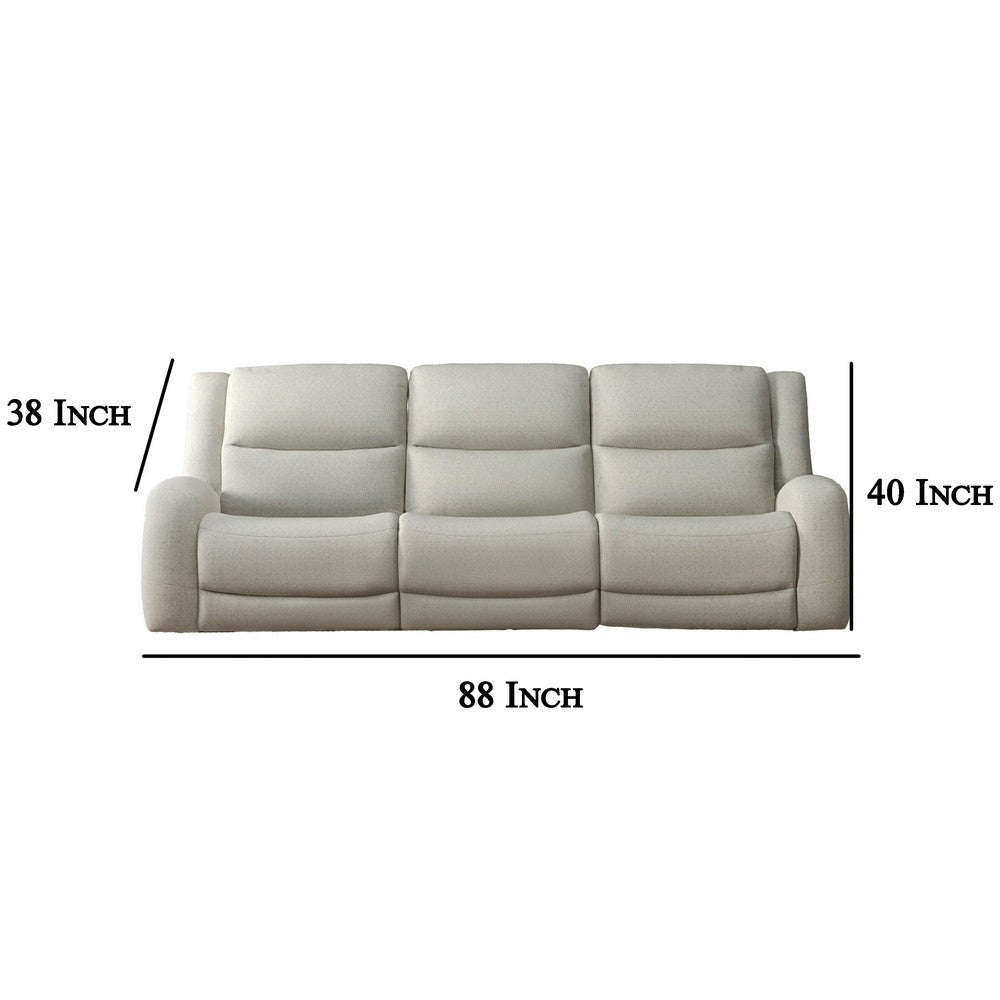 Gira Manual Recliner Sofa with Contour Armrest Solid Wood 88 Inch Beige By Casagear Home BM321112