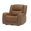 Leos Manual Recliner Chair Contour Armrest Wood Frame Brown Leather By Casagear Home BM321114