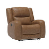 Leos Manual Recliner Chair, Contour Armrest, Wood Frame, Brown Leather By Casagear Home