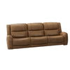 Leos Sofa, Manual Reclining, Contour Armrest, 88 Inch, Wood, Brown Leather By Casagear Home