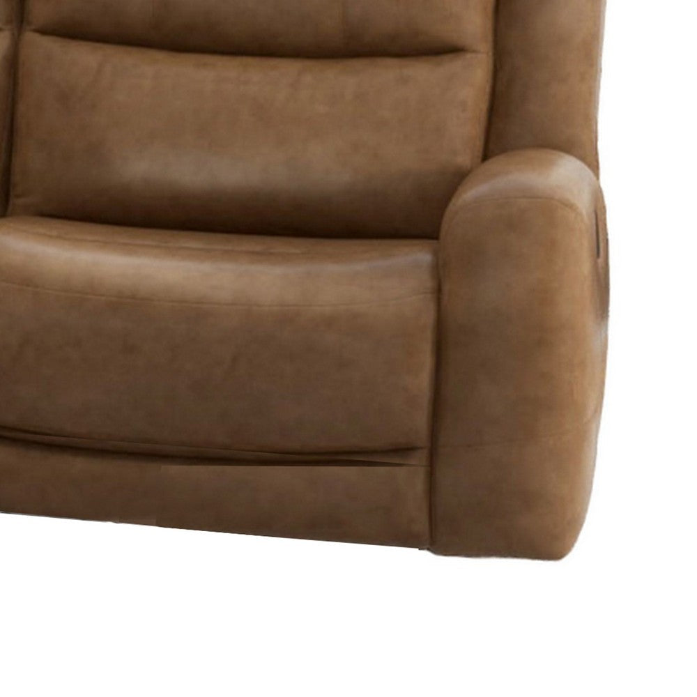 Leos Sofa Manual Reclining Contour Armrest 88 Inch Wood Brown Leather By Casagear Home BM321116