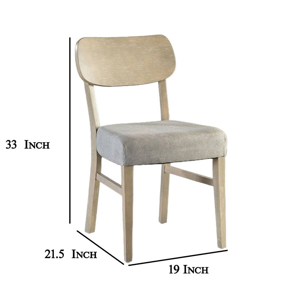 Kene Dining Side Chair Set of 2 Contour Back Tapered Legs Gray Fabric By Casagear Home BM321120