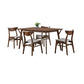 Skie 5pc Dining Table Set, 4 Chairs, Rectangular, Brown Solid Wood, Gray By Casagear Home