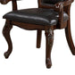 Zenie Dining Armchair Set of 2 Carved Cabriole Faux Leather Cherry Brown By Casagear Home BM321126