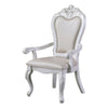 Zenie Dining Armchair Set of 2 Carved Cabriole Faux Leather White Wood By Casagear Home BM321127