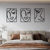 Cinq 3 Piece Set Wall Decor Face Line Drawing Abstract Design Black Rectangular Metal Frame by Casagear home BM321138