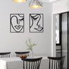 Cinq 3 Piece Set Wall Decor Face Line Drawing Abstract Design Black Rectangular Metal Frame by Casagear home BM321138