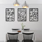 Cinq 3 Piece Set Wall Decor Floral Hollow Out Abstract Design Black Rectangular Metal Frame by Casagear home BM321140