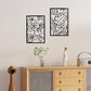 Cinq 3 Piece Set Wall Decor, Floral Hollow Out Abstract Design, Black Rectangular Metal Frame by Casagear home