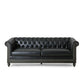 Ober Sofa Rivets Chesterfield Tufted Black Faux Leather 79 Inch Gray Wood By Casagear Home BM321143