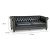 Ober Sofa Rivets Chesterfield Tufted Black Faux Leather 79 Inch Gray Wood By Casagear Home BM321143