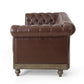 Ober Sofa Chesterfield Tufted Dark Brown Faux Leather 79 Inch Taupe Wood By Casagear Home BM321144