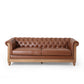 Ober Sofa Rivets and Chesterfield Tufted Light Brown Faux Leather 79 Inch By Casagear Home BM321145