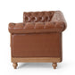 Ober Sofa Rivets and Chesterfield Tufted Light Brown Faux Leather 79 Inch By Casagear Home BM321145