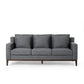 Noah Sofa 3 Pillows Gray Polyester Upholstery Brown Wood Trim 80 Inch By Casagear Home BM321147