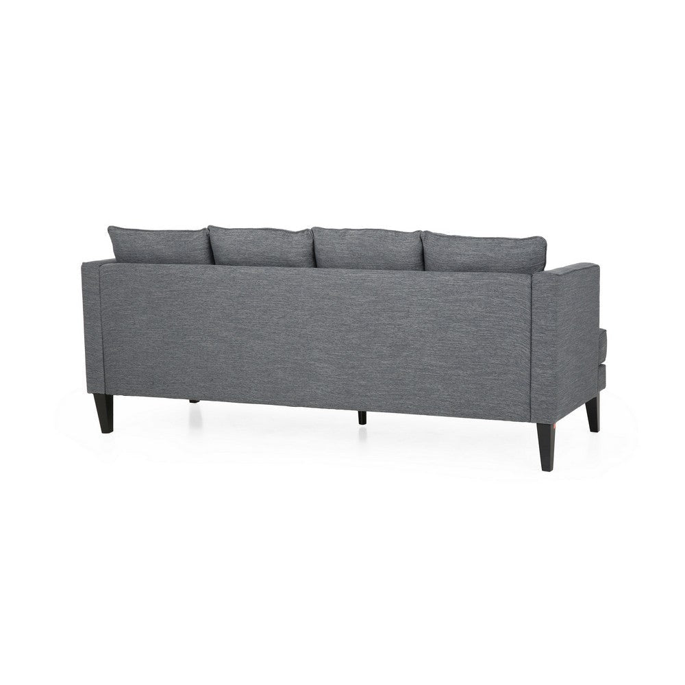 Lara Sofa 4 Throw Pillows Gray Polyester Upholstery Black Wood 86 Inch By Casagear Home BM321150