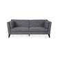 Reed Sofa, 2 Side Pillows, Gray Polyester Upholstery, Black Wood, 83 Inch By Casagear Home