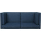 Reed Sofa 2 Side Pillows Blue Polyester Upholstery Black Wood 83 Inch By Casagear Home BM321154